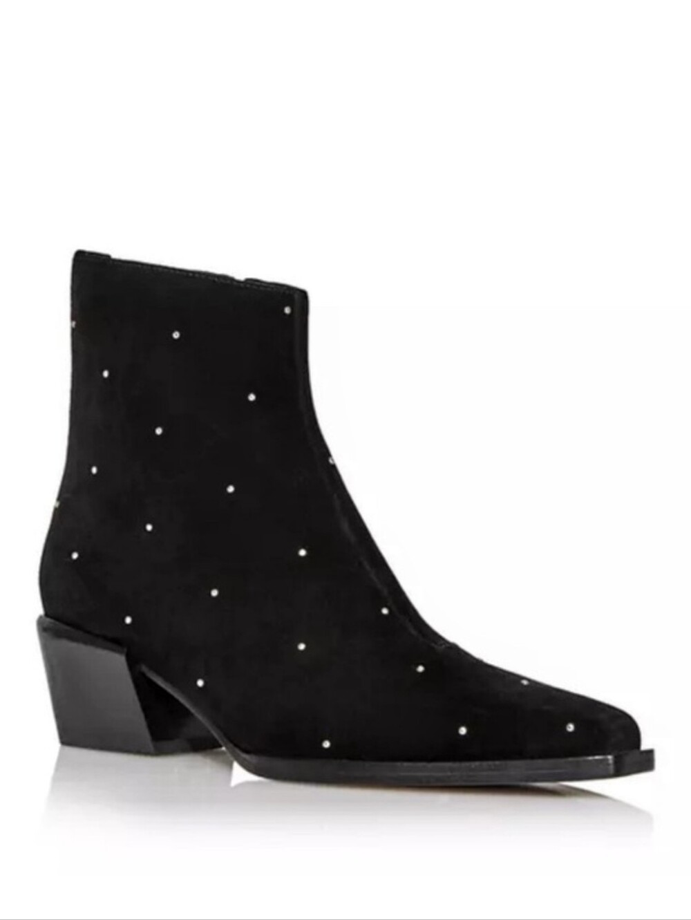 🆕 RAG & BONE "JONI" BLACK SUEDE BLOCK HEEL ANKLE BOOTS WITH SILVER STUDS◾8◾
